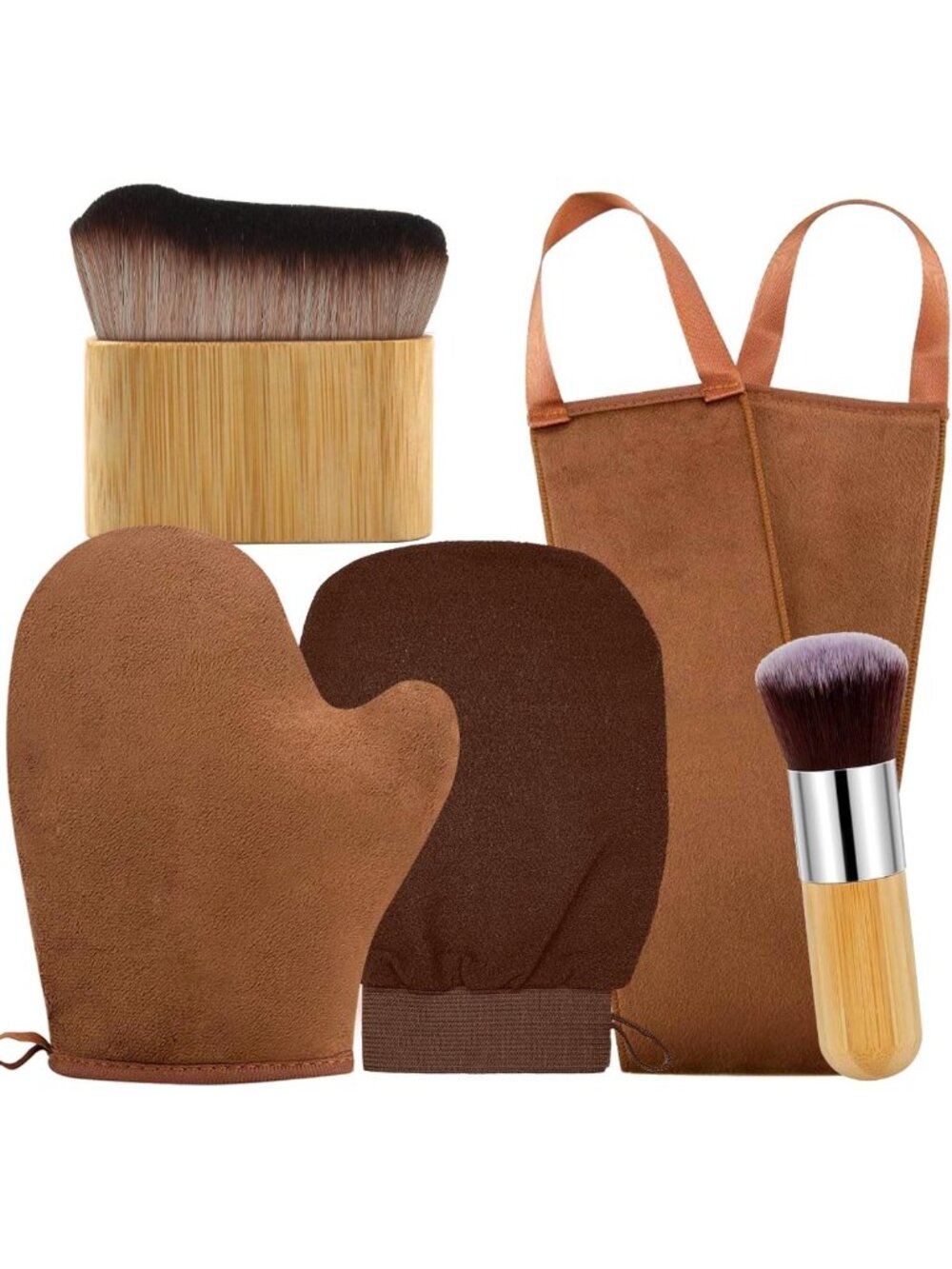 Self Tanning Mitt & Brush Set - Exfoliating Applicator, Back Tanning Glove 5